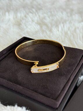 Hermes 18K Rose Gold Diamond PM Kelly Pave Bracelet SH
